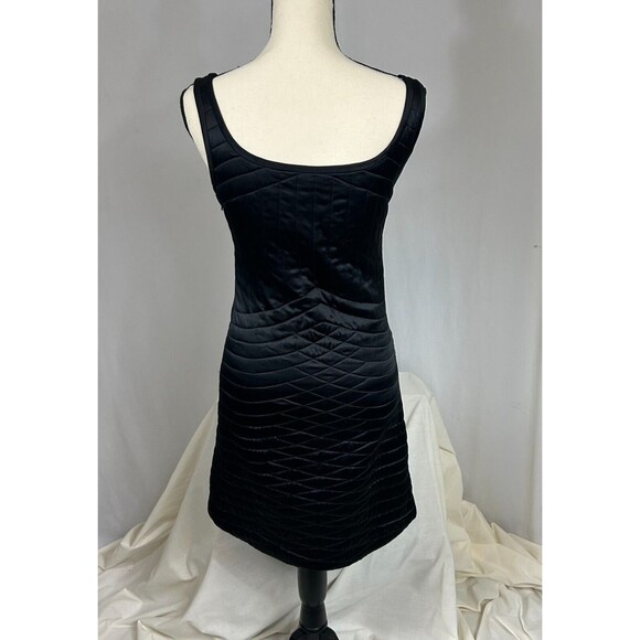CYNTHIA ROWLEY 100% Silk Quilted Scoop Neck Tank Dress A-Line Skirt- Black- Sz 4 - Picture 4 of 11